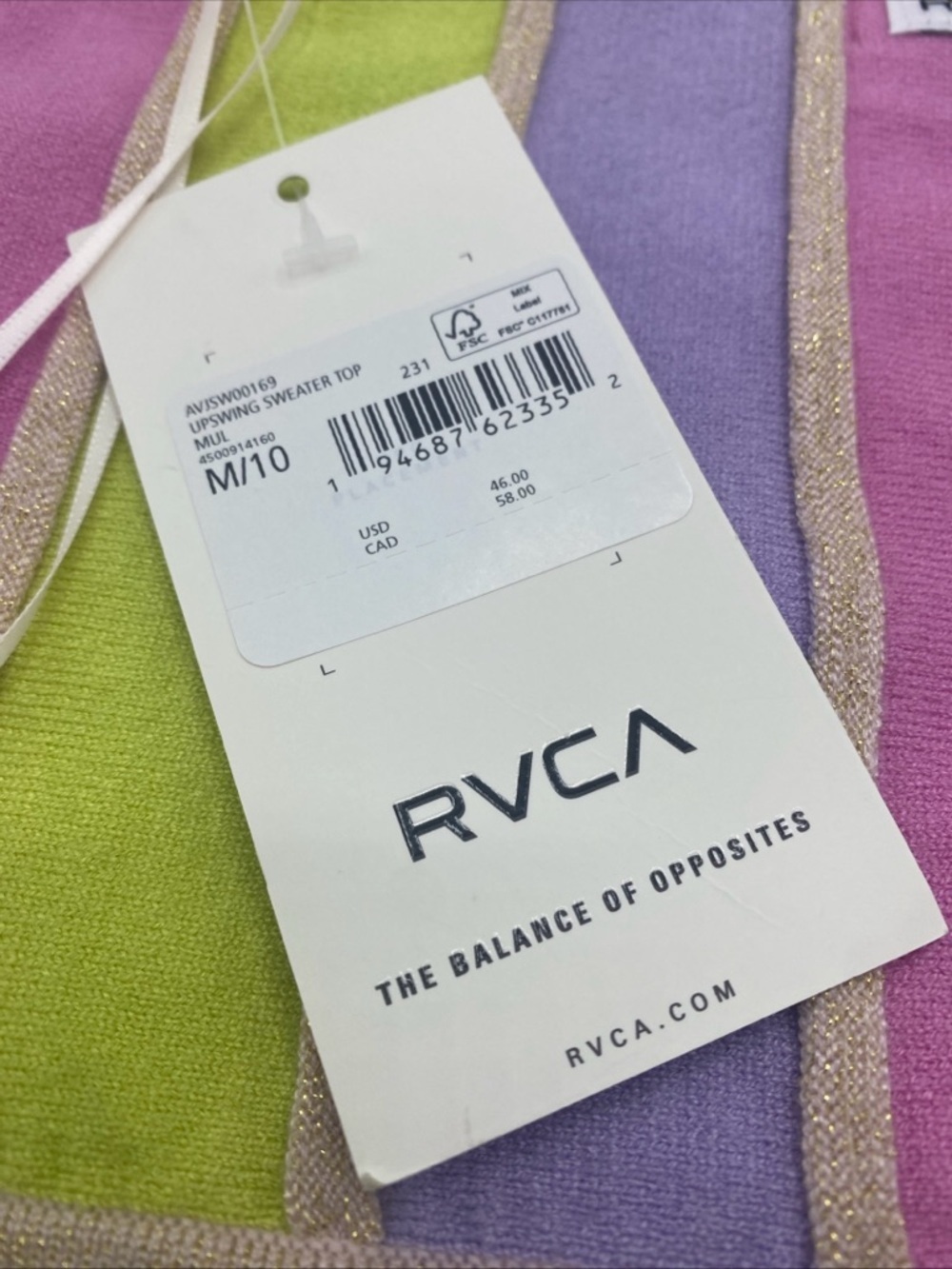 RVCA Upswing Sweater halter Top Rainbow Summer Spring Vacation Vibes Medium 10 - Picture 5 of 5